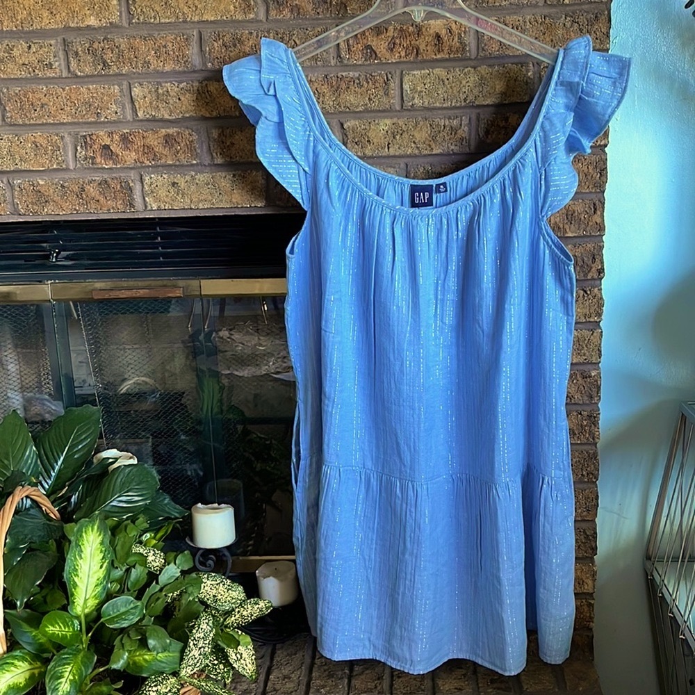 NWt Gap glitter blue ruffled sheath dress